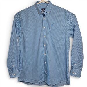 johnnie-o Mens XL Blue Gingham Button Down Shirt Long Sleeve Beach Casual Date